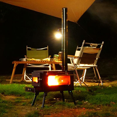 Outdoor Patio Camping BBQ Party Draagbare roestvrij staal Houtbrandende kampkachel met schoorsteenbuizen