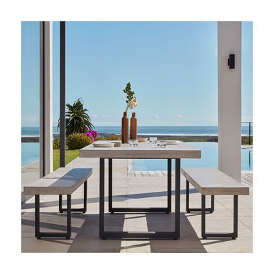 Buitenmeubilair AJUNION Moderne aluminium tuinstoel met rechthoekige eettafel