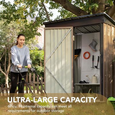 AJUNION Modern Design 5x3ft Metalen Tuin Schuur Eenvoudig sluitbare deuren 61,2" Deuren Hoogte