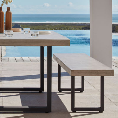 Buitenmeubilair AJUNION Moderne aluminium tuinstoel met rechthoekige eettafel