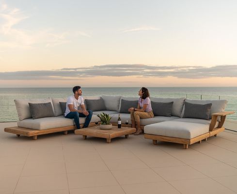 Teakhouten commerciële hotelbank Tuinset Meubelen met middelste bank Grootte W100xH110cm