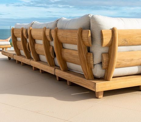 Teakhouten commerciële hotelbank Tuinset Meubelen met middelste bank Grootte W100xH110cm