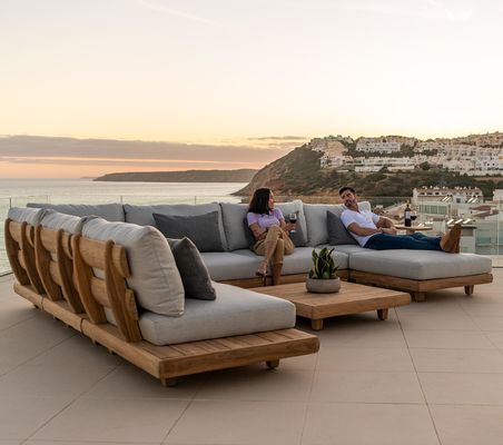 Teakhouten commerciële hotelbank Tuinset Meubelen met middelste bank Grootte W100xH110cm