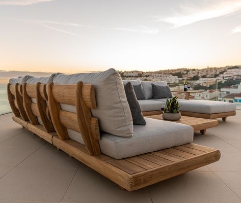 Teakhouten commerciële hotelbank Tuinset Meubelen met middelste bank Grootte W100xH110cm