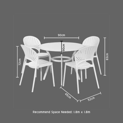 Ronde eettafel en stoel grootte L 52 x W45 x H83cm Set voor buitenleven door AJUNION