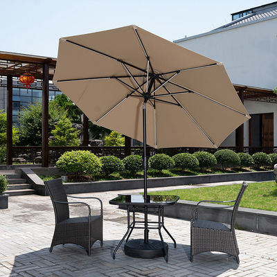 Buitencafé Patio Beach Parasol met zonne-LED-lampen en aluminium middelste paal