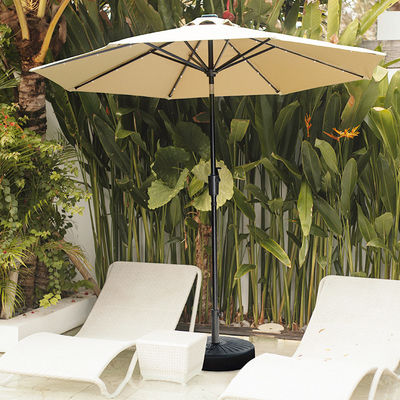 Buitencafé Patio Beach Parasol met zonne-LED-lampen en aluminium middelste paal