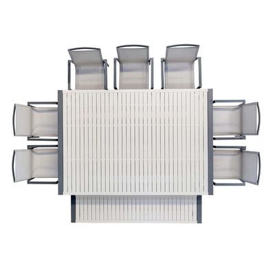 Outdoor dining set met bank AJUNION 9 stuk aluminium frame en metalen patio meubels