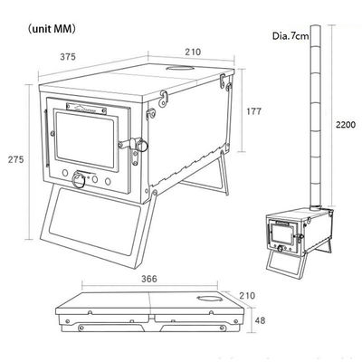 21*27.5*37.5 cm Mini vouwbare ultralichte verwarmingsoven voor buitenkamperen Wandelen Zwart