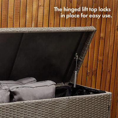 AJUNION Rattan Weave Cushion Storage Box Een must-have voor gereedschappen slot en wielen inbegrepen