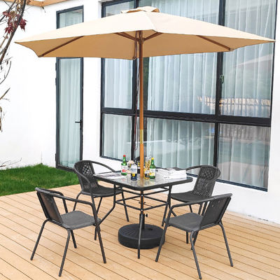 Houten paal buitentuin zonnestroon parasol voor patio villa restaurant hotel