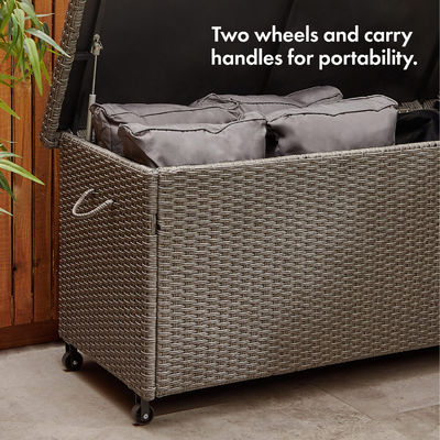 AJUNION Rattan Weave Cushion Storage Box Een must-have voor gereedschappen slot en wielen inbegrepen