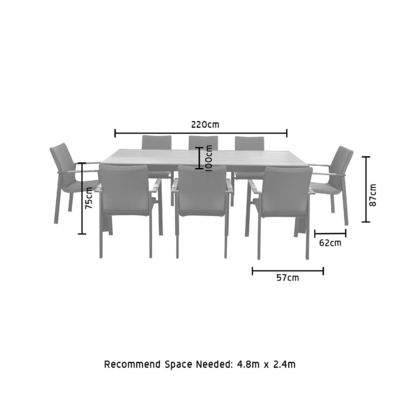 Y Postverpakking 8 zitplaatsen Outdoor dining set met metalen meubels en tafel van teakhout