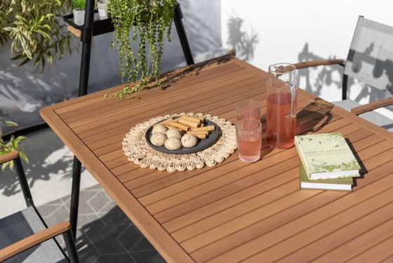 Metalen tuin set AJUNION Modern Design 4 zitplaatsen Outdoor dining set voor patio meubels