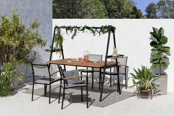 Metalen tuin set AJUNION Modern Design 4 zitplaatsen Outdoor dining set voor patio meubels