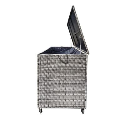 Ruime multifunctionele Wicker Rattan tuin opslagdoos met wielen door AJUNION