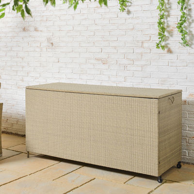 Ruime multifunctionele Wicker Rattan tuin opslagdoos met wielen door AJUNION
