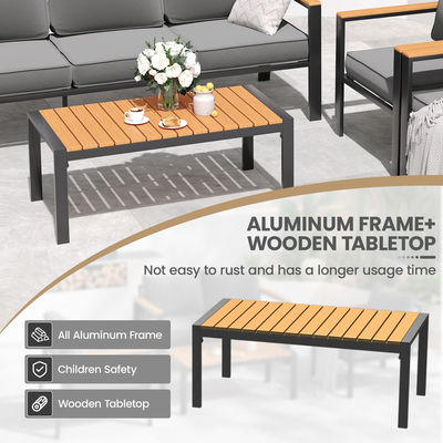 Moderne 7 zitplaatsen metalen tuinmeubilair set voor buiten sectioneel sofa en terrasmeubilair