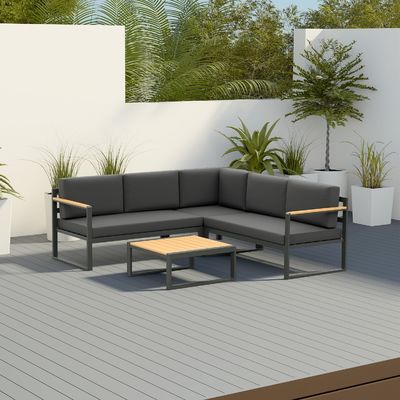 Metalen meubels voor buiten voor tuinhoek Sofa Lounge Modern Design Hout