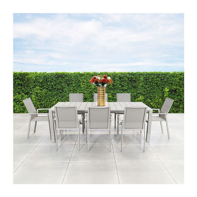 8 personen restaurant eettafel en stoel met aluminium metalen frame in modern ontwerp