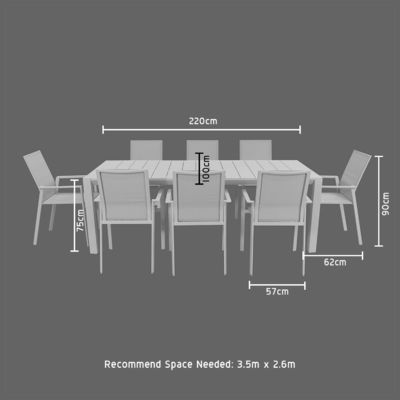 8 personen restaurant eettafel en stoel met aluminium metalen frame in modern ontwerp