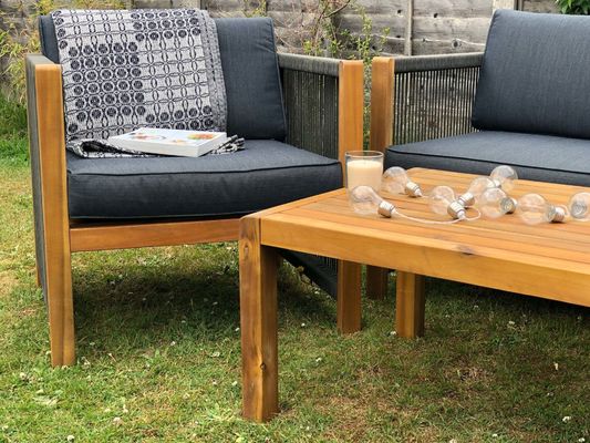 Buitenmeubelsets met houten stoelen en PE-rotanweefsel W71 x D66 x H64cm