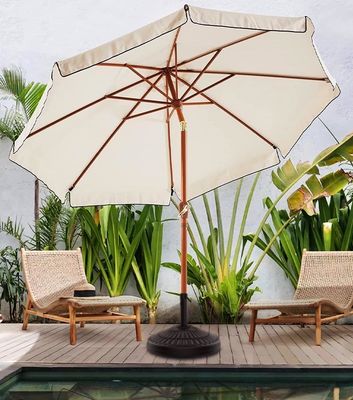 Custom Logo Outdoor Cafe Garden Beach Patio Zonneparaplu met 3 Tiers en LED-lichten