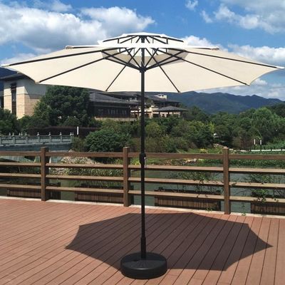 Custom Logo Outdoor Cafe Garden Beach Patio Zonneparaplu met 3 Tiers en LED-lichten