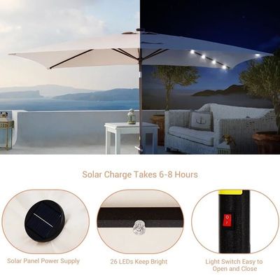 Commerciële Sonnenschirm Markt paraplu met licht 227,5 CM Radii en aluminium paal