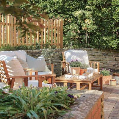 Terras Massivhouten Tuin Set Teakhouten Buitenmeubilair Sofa Set Tuin Lounge Stoel