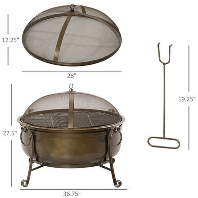 Buitentuin Achtertuin Tuin Vuurput met houtskool BBQ Grill en dekking