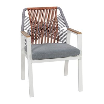 Metalen tuinmeubilair met touwweefsel Eetstoel met 6 zitplaatsen Outdoor Eet Set