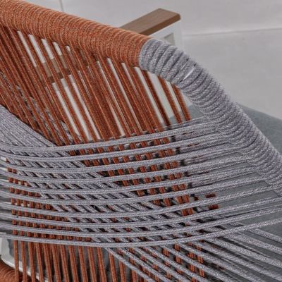 Metalen tuinmeubilair met touwweefsel Eetstoel met 6 zitplaatsen Outdoor Eet Set