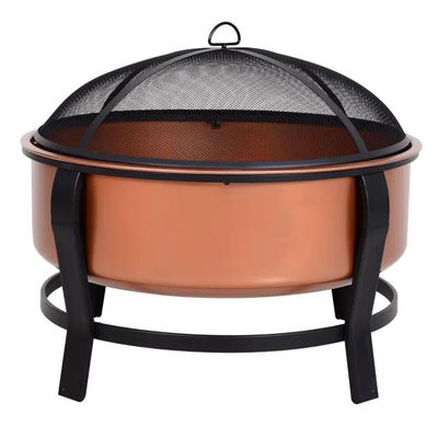 Gepersonaliseerd logo Moderne outdoor draagbare koperkleurige ronde metaal hout brandende open haard