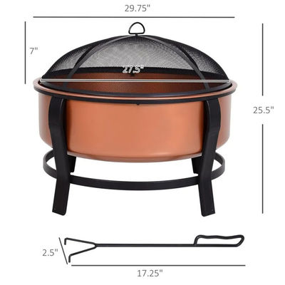 Gepersonaliseerd logo Moderne outdoor draagbare koperkleurige ronde metaal hout brandende open haard