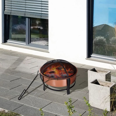 Gepersonaliseerd logo Moderne outdoor draagbare koperkleurige ronde metaal hout brandende open haard