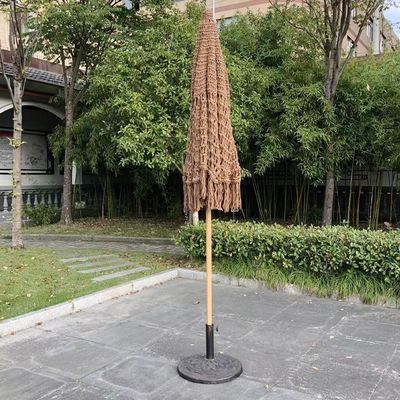 Outdoor Beach Courtyard Zonneparaplu met Tassel in houtkleur en polyestermateriaal