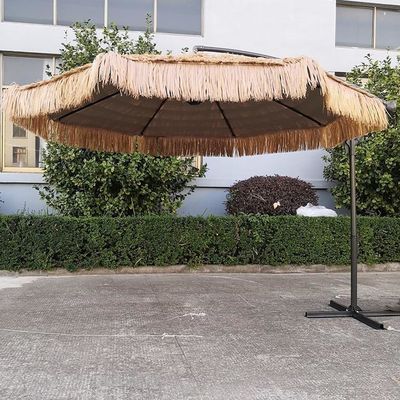 Buiten tuin strand patio zware stro Romeinse parasol met aluminium zonneparaplu