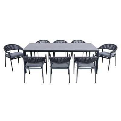 Rooster stoel Eetstoelen voor tuin Moderne grote 8 zitplaatsen Outdoor Set