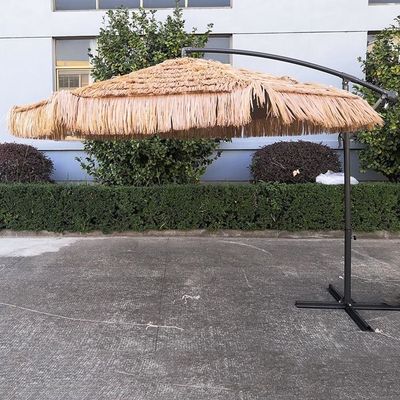 Buiten tuin strand patio zware stro Romeinse parasol met aluminium zonneparaplu