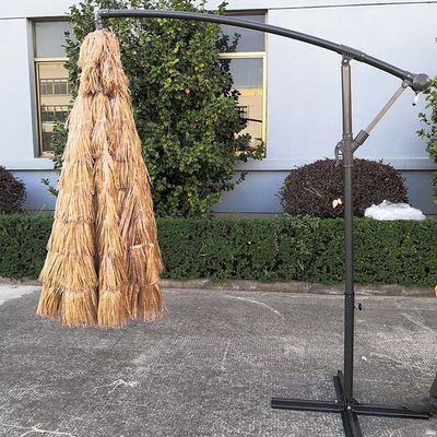 Buiten tuin strand patio zware stro Romeinse parasol met aluminium zonneparaplu