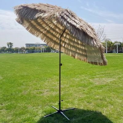 Buiten tuin strand patio zware stro Romeinse parasol met aluminium zonneparaplu