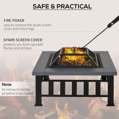 Buitenverwarming Vierkante Hout brandende open haard voor achtertuin Patio Tuin en koken