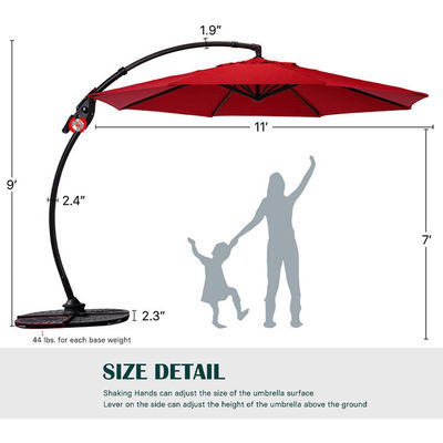 Buiten terras Tuin Aluminium Curvy Cantilever S-vorm Bananen paraplu Parasol met basis