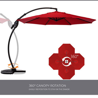Buiten terras Tuin Aluminium Curvy Cantilever S-vorm Bananen paraplu Parasol met basis