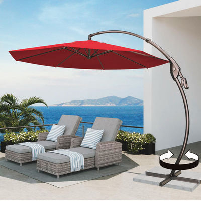 Buiten terras Tuin Aluminium Curvy Cantilever S-vorm Bananen paraplu Parasol met basis