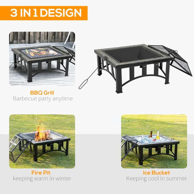 Achtertuin Patio Tuin Vuur Camping Vuurput met ijs emmer en houtskool BBQ Grill