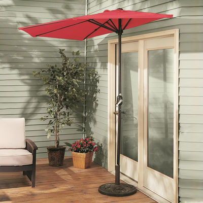 Bistro Outdoor Garden Patio Hand Crank Lift paraplu 9*4.5*7.87 FT Halve Ronde Zon Schaduw