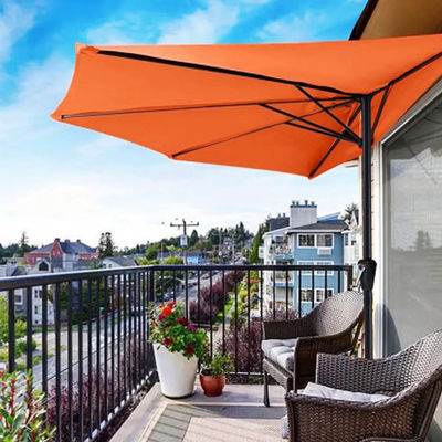 Bistro Outdoor Garden Patio Hand Crank Lift paraplu 9*4.5*7.87 FT Halve Ronde Zon Schaduw