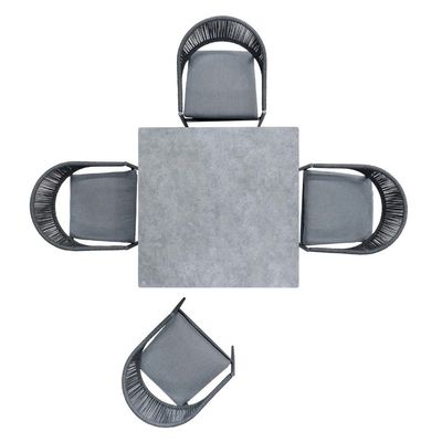 Stijlvolle eetkamer met metalen frame en touw Weave fauteuil L 57 x W60 x H74cm